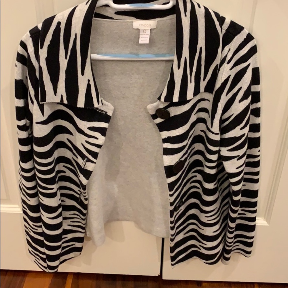 Chico’s zebra light pea coat